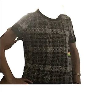 short sleeved black and white top size medium